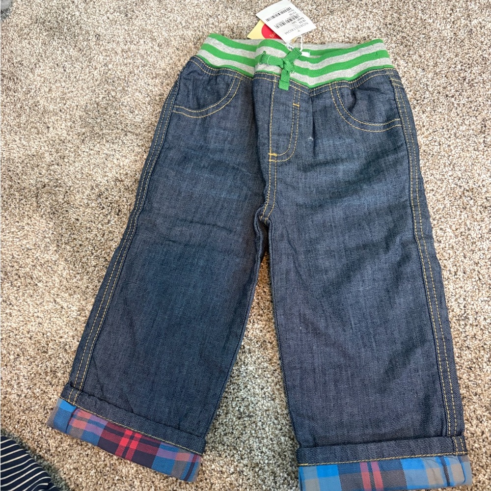 Baby Boden Stylish Kids Denim Jeans with Green Accents